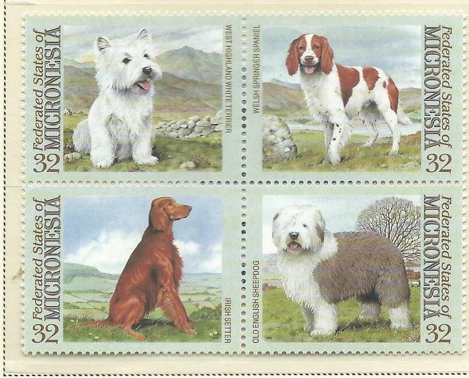 1995 Dogs in a Block of 4 set of 4  Complete MUH/MNH as Issued  - Image 1 of 1