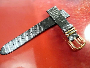 CINTURINO OROLOGIO 17mm NERO ARGENTO STAMPA SERPENTE CINTURINO PELLE 1776 - Foto 1 di 2