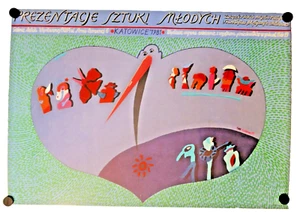 Poster Plakat Polen Sztuki von Kalarus, 59 x 84 cm 1981 Original Vintage Herz - Bild 1 von 1