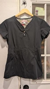 Koi by Kathy Peterson Women's Black Scrub Top - Size S 0115 - Picture 1 of 5