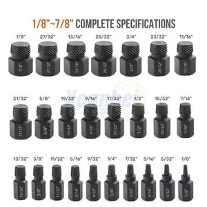 25-teiliges Schraubenausdreher-Set Sechskantkopf Multi-Spline Easy Out Schraubenausdreher-Set Neu - Bild 1 von 12