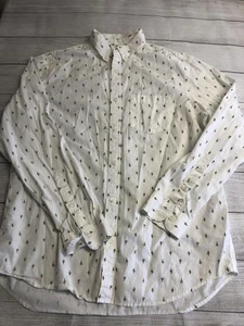 Old Navy Shirt Mens XL Tall White Green Cactus Print Button Down Built-In Flex - Picture 1 of 6