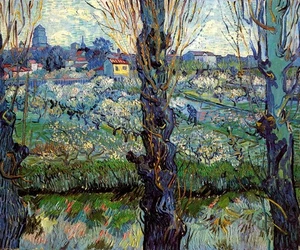 ORCHARD IN BLOOM WITH POPLARS IMPRESSIONISM PAINTING BY VINCENT VAN GOGH REPRO - Picture 1 of 3