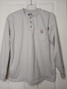 LG Carhartt FR Force 2112 CAT2 Mens Shirt Long Sleeve Gray Henley Work NWOT POC - Picture 1 of 12