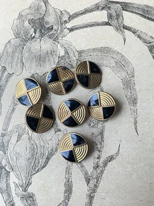 7 boutons anciens en métal doré et émail noir - Collection couture - Bild 1 von 2