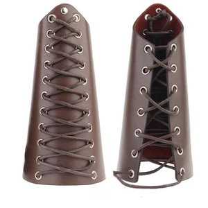 Leather Cuff Archery Arm Guards Bracers Medieval Armor Vikings Gauntlet Wrist... - Picture 1 of 7