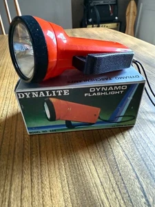 Vintage “Dynalite Flashlight” Hand Crank Dynamo Emergency Light, vintage  in box - Foto 1 di 7