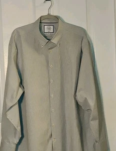 Charles Trywhitt Men's - 3XL (19in/37in) White W/Brown & Blue Stripe Dress Shirt - Picture 1 of 13