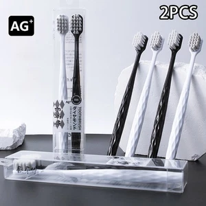 2 Pcs Wide Head Toothbrush Sensitive Toothbrush Antibacterial Toothbrush - Imagen 1 de 10
