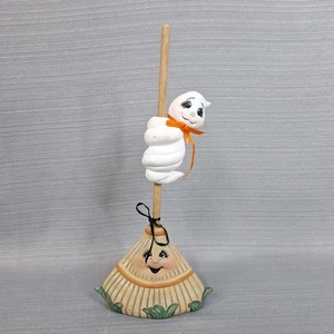 Decorazione Halloween ceramica vintage fantasma su rastrello dipinto a mano in piedi 9" - Foto 1 di 9