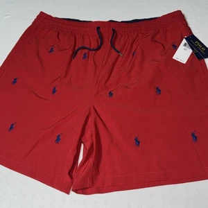 Polo Ralph Lauren Swim Trunks Men's XLT Big & Tall Red All Over Pony Graphic NWT - Picture 1 of 11