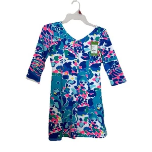 Lilly Pulitzer Girls Hit the Spot Amelia Dress Floral 3/4 Sleeve Girls Sz L - Picture 1 of 5