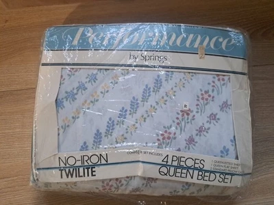Vtg Performance by Springs Twilite Floral Queen Sheet Set 120 Thread Count 4 pc - Image 1 of 4