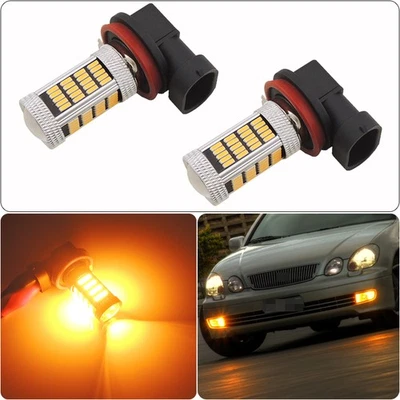 2x Amber Yellow H11 H8 Car Truck Fog Lights Driving Lamp Bright 92-SMD LED Bulbs - Image 1 of 4