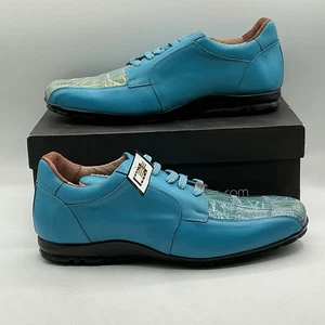 NEU David Eden Herren Echt Krokodil Sneaker Schuhe Blau Größe 11 - Bild 1 von 10