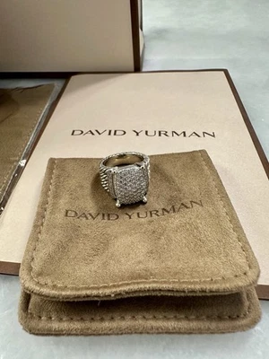 BNIB Authentic David Yurman Sterling Silver Pave Diamond 16x12 Wheaton Ring Sz 6 - Image 1 of 4