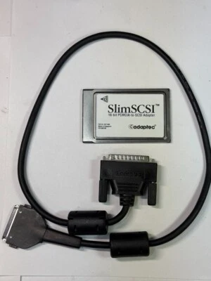 ADAPTEC 900100 SLIM SCSI 16-BIT PCMCIA-to-SCSI Adapter with cable 494517-01 - Image 1 of 4