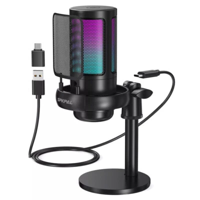 Gaming USB Mikrofon PC RGB Microphone Streaming Podcast Studio Kondensator Mic - Bild 1 von 4