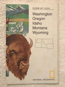National Geographic March 1973 Map Close-Up USA Oregon Idaho Wyoming Montana - Imagen 1 de 1