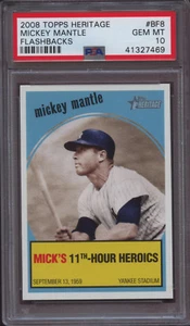2008 Topps Heritage Flashbacks BF8 Mickey Mantle PSA 10 Gem Mint Pop 6 - Bild 1 von 1