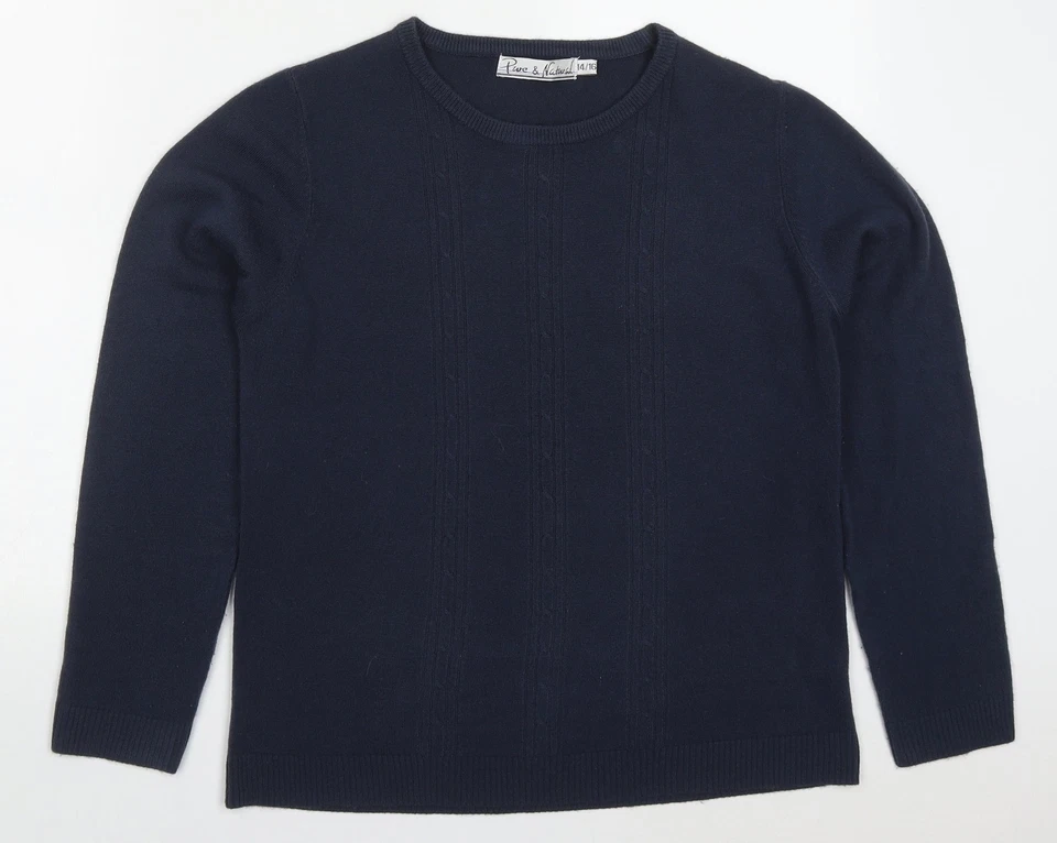 Pure & Natural Womens Blue Round Neck Acrylic Blend Jumper Size 14 - Image 1 of 4