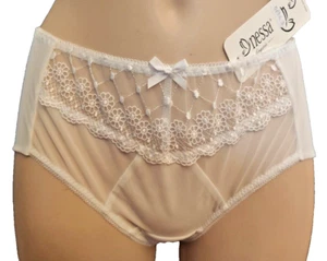 Nessa Paris Damen Midi Slip Spitze Gr.50 / 52 2XL Bestickt Mesh Weiß Taillenslip - Bild 1 von 8