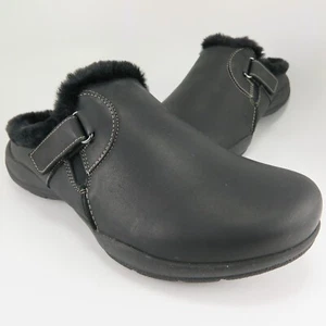 NUEVO ~ Zuecos Clarks Roseville para mujer talla 9W cuero negro sin cordones mulas deslizables - Imagen 1 de 8
