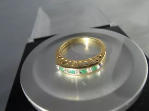 VINTAGE 10K SOLID GOLD GENUINE COLOMBIAN EMERALD & DIAMOND “I LOVE YOU” RING - Picture 1 of 16