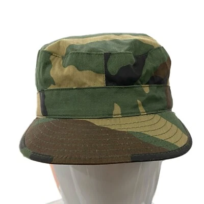 US Army Military Issue Woodland Camouflage Cold Weather Cap Ear Flaps Size 7 1/4 - Image 1 of 4