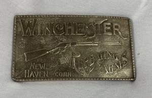 Winchester Repeating Guns Brass Belt Buckle Vintage 1970s - Picture 1 of 3