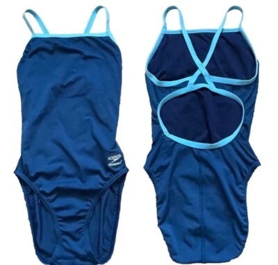 Speedo Endurance size 32 one piece swimsuit royal blue turquoise flyback - Image 1 of 4
