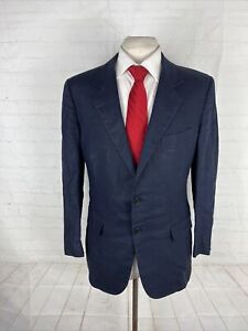 Spring/Summer Custom Made Men's Navy Blue Solid Irish Linen Blazer 40R $315