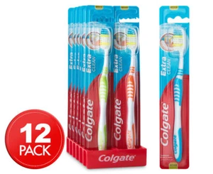 12 x Colgate Extra Clean Toothbrush - Medium 100% Brand New - Picture 1 of 2