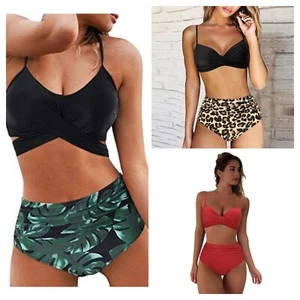 Women's High Waisted Bikini Set Push Up Swimsuits - Picture 1 of 17