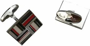 Paul Smith Rectangle Cufflinks | White Red & Black Flag | Limited Edition ✨ - Picture 1 of 4