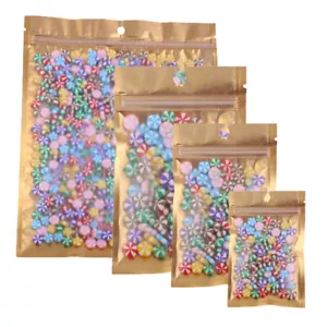 Flat Clear/Gold/Silver Mylar Zip Seal Bag Pouch with Hang Hole Variety QTY Sizes - Picture 1 of 10