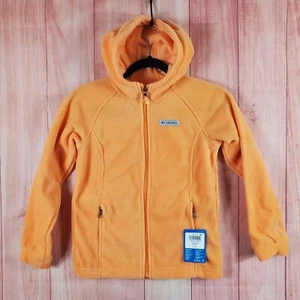 Columbia Benton II Kids Fleece Jacket Medium Orange Long Sleeve Hooded Full Zip - Picture 1 of 11