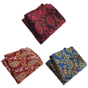3 PCS Men Polka Dots Paisley Vines Houndstooth Hanky Pocket Square Handkerchief - Picture 1 of 7