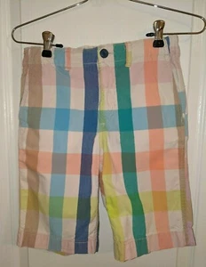 Gap Boys Plaid Bermuda Chino Shorts Size 12 Adjustable Waist Summer Preppy - Picture 1 of 9