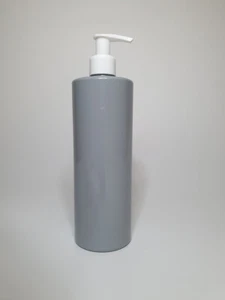 Leere 250ml PET Kunststoff grau zylindrische Flasche & weiße Lotion Pumpe JEDE MENGE - Bild 1 von 1
