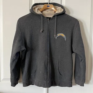 NFL Pro Line Los Angeles Chargers Men XL Gray Full Zip Hoodie Sherpa Line - Picture 1 of 11