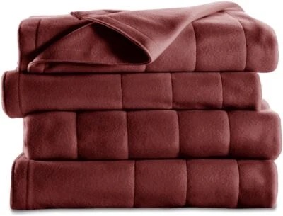 Sunbeam Heated Blanket Quilted Fleece, Garnet, Queen (Used) - Image 1 of 3