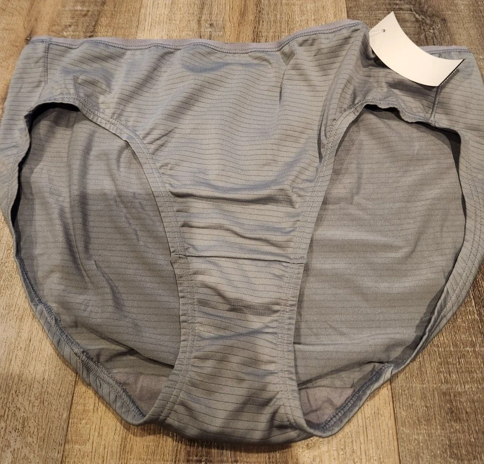 New Fruit of the Loom Women signature grey panties sz 9 cooling stripes - Image 1 of 1