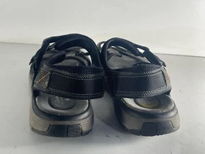 Clarks Unstructured Men's Size 9(43) Black Leather Hook &Loop Strap Sandals -E43 - Picture 1 of 7