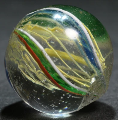 Precioso limón y gelatina de mármol antiguo hecho a mano alemán Latticino 20,1 mm 25/32"" Foto 1 de 4