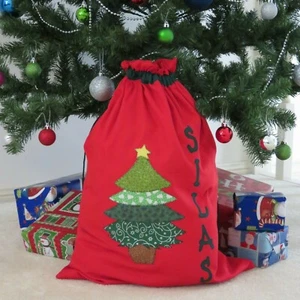 PERSONALISED CHRISTMAS/SANTA SACK - Tree Design - - Picture 1 of 8