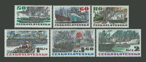 CECOSLOVACCHIA 1972 TRASPORTI NAVI E BARCHE 6 VAL. Cat.M.1935-40 - Foto 1 di 1