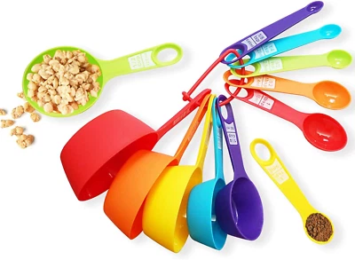 12 Piece Measuring Cups and Spoons Set, Colored Kitchen Measure Tools, Durable N - Image 1 of 4