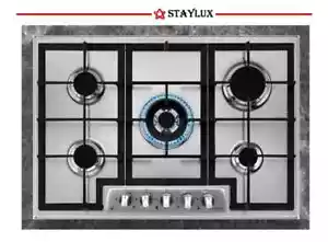 STAYLUX PIANO COTTURA 70 CM GHISA GAS METANO GPL INOX 5 FUOCHI SMALTATO VALVO - Foto 1 di 2