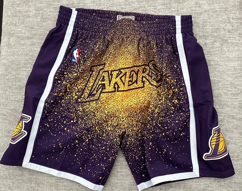 New Mitchell & Ness Re-Take Gradient NBA Swingman Shorts 2009 LA Lakers Sz Large Cover
